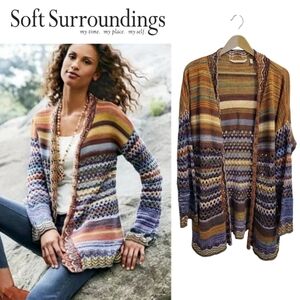 Soft Surroundings Albi Open Front Crochet Cardigan